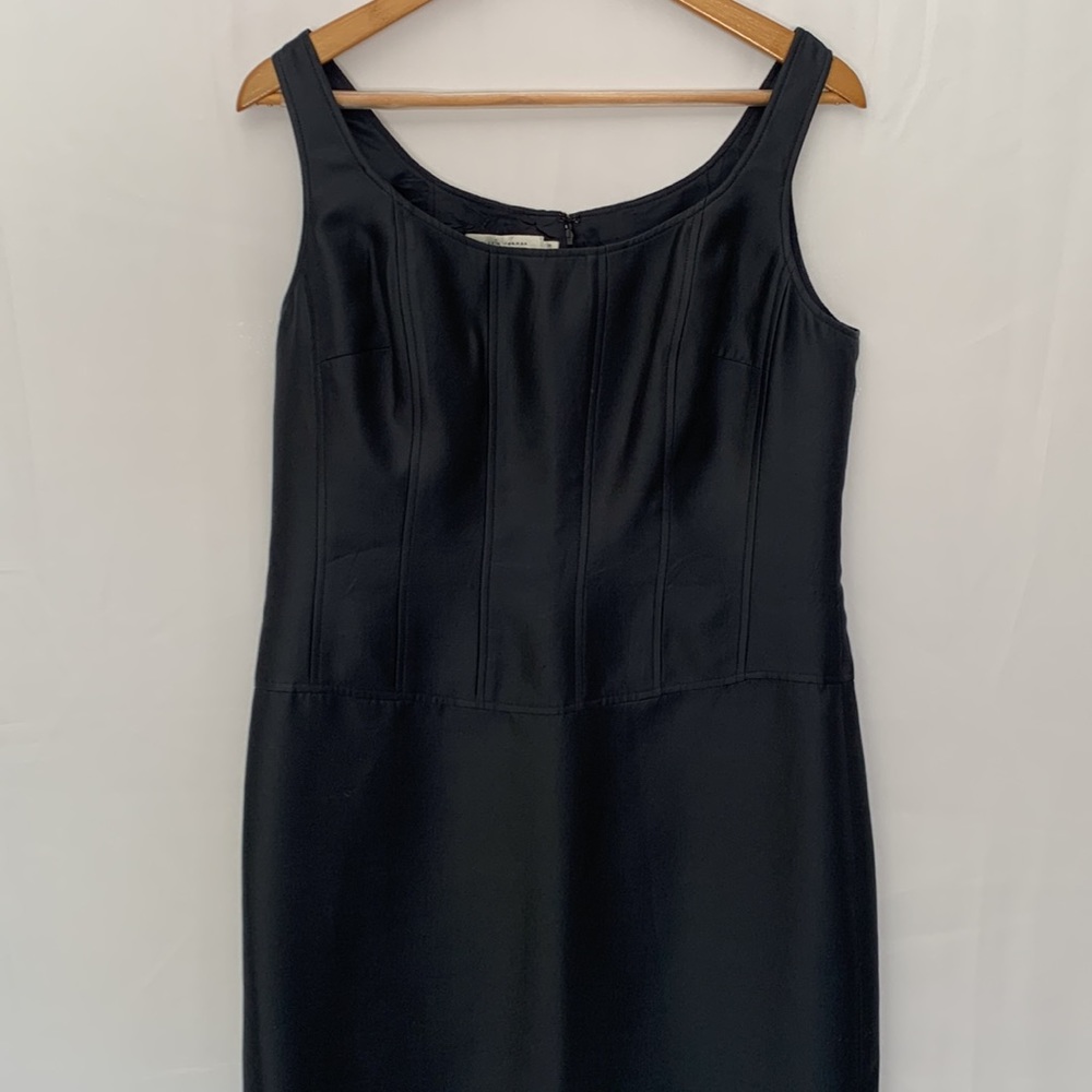 Teri Jon Rickie Freeman Navy Sleeveless Scoop Neck Silk Wool Evening Gown 12 - Picture 3 of 11